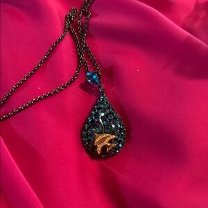 Joan Rivers Blue and Gold Fish Pendant Necklace